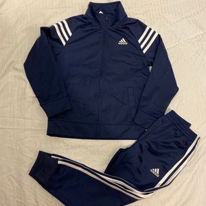 Adidas tracksuit navy blue and white